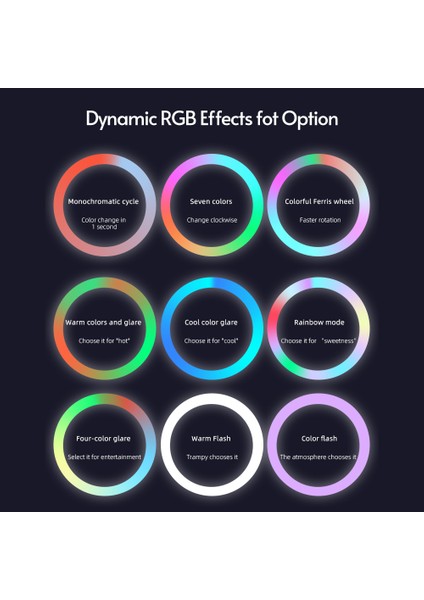 6 Inçlik Rgb Halka Dolgu Işığı 9 Renkli Flash Modu Yükseklik Ayarlanabilir (Yurt Dışından) fırsatları