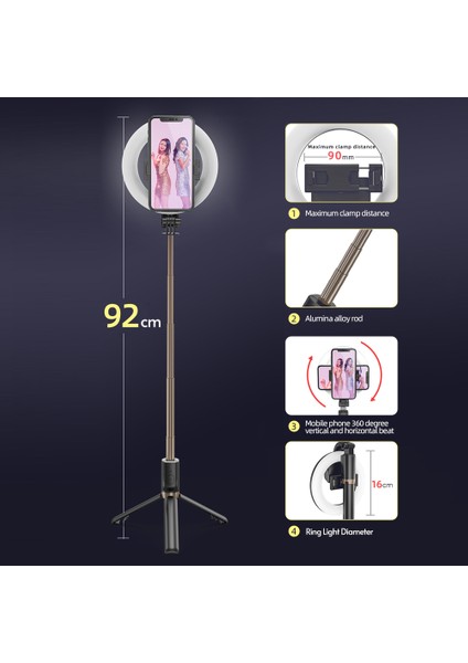 6 Inçlik Rgb Halka Dolgu Işığı 9 Renkli Flash Modu Yükseklik Ayarlanabilir (Yurt Dışından) indirimleri