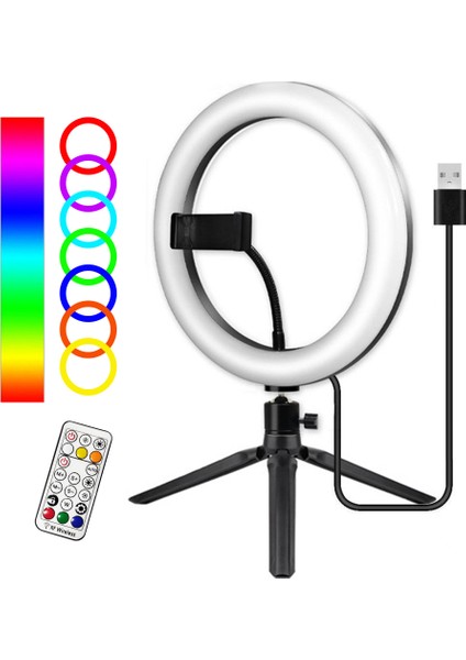 10 Inçlik Rgb Halka Işığı 3500K - 6500K Doygunluğu Ayarlanabilir USB ile Güçlendirilmiş (Yurt Dışından) fiyatları