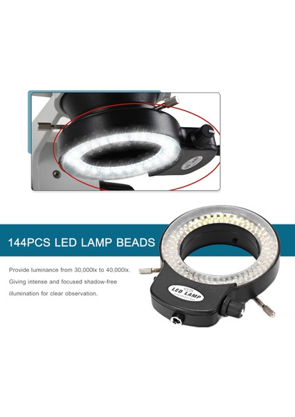 144 LED Dönüşümlü Halka Işığı, Stereo Mikroskop ve Kamera Için Ayarlanabilir (Yurt Dışından)