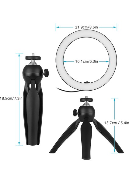 8,6 Inç Taşınabilir LED Halka Işığı 3 Işık Modu Parlaklık Ayarlanabilir (Yurt Dışından) fiyatları