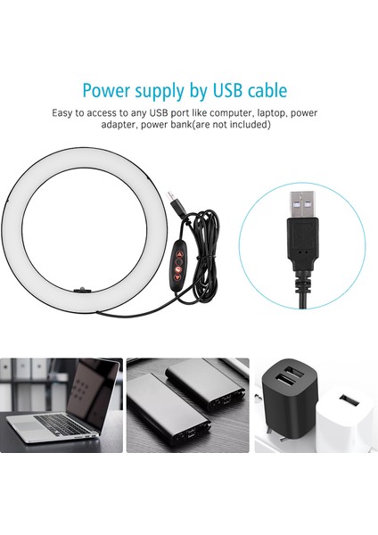 8,6 Inç Taşınabilir LED Halka Işığı 3 Işık Modu Parlaklık Ayarlanabilir (Yurt Dışından) modelleri