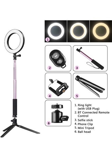 DC5V 5W 64 LED Teleskopik Tripodlu 10 Seviyede Ayarlanabilir Parlaklıkta 360° Dönebilen Halka Işık (Yurt Dışından) modelleri
