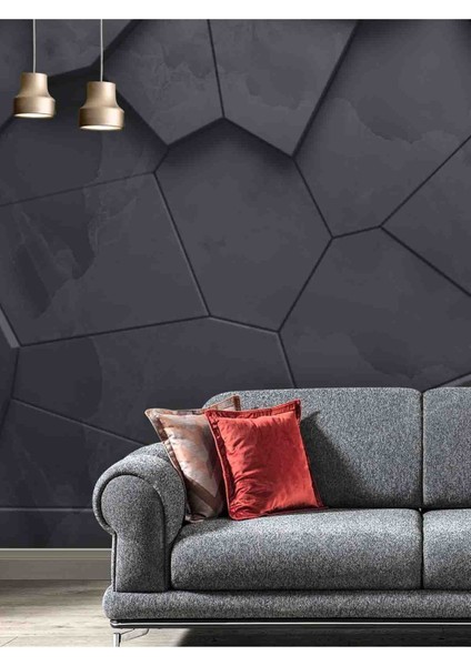 Duvar Kağıdı 3 Boyutlu Çatlak Taş Desenli Silinebilir Tekstil Duvar Kağıdı