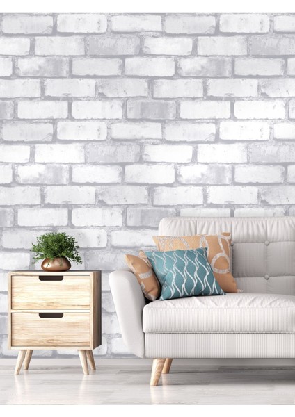 Duvar Kağıdı 3 Boyutlu Taş Desenli Silinebilir Tekstil En x Boy