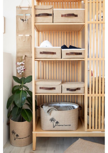 2 Adet Jüt Kapaklı Dolap I?çi Organizer Takı, Makyaj,düzenleyici Saklama Kutusu 26 x 20 x 10-30 x 23 x 13