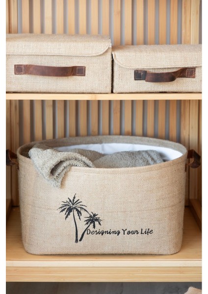 2 Adet Jüt Kapaklı Dolap I?çi Organizer Takı, Makyaj,düzenleyici Saklama Kutusu 26 x 20 x 10-30 x 23 x 13