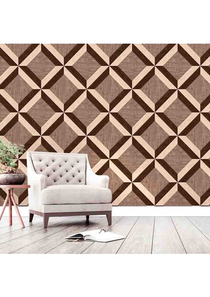 3 Boyutlu Geometrik Ahşap Desenli Silinebilir Tekstil Duvar Kağıdı modelleri