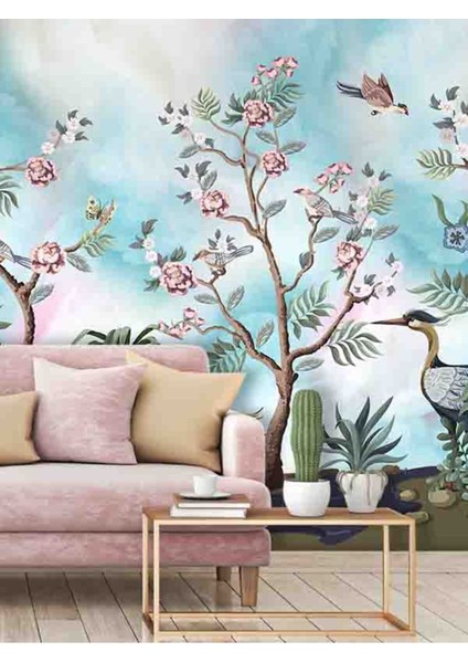 Vintage Çiçekler Desenli Silinebilir Sağlıklı Tekstil Duvar Kağıdı fiyatları