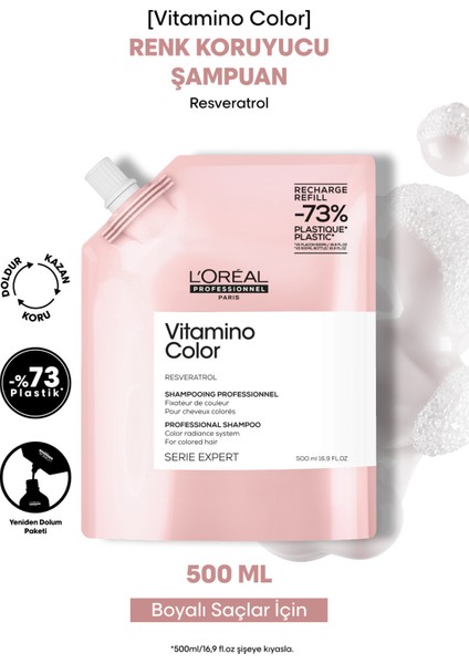 Vitamino Color Boyalı Saçlar İçin Renk Koruyucu Refill Şampuan 500 ml