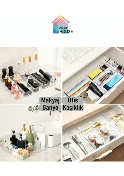 12'li Dolap Içi Takı Makyaj Çekmece Organizer - Çekmece Içi Düzenleyici Seperatör Kutu Şeffaf fırsatları