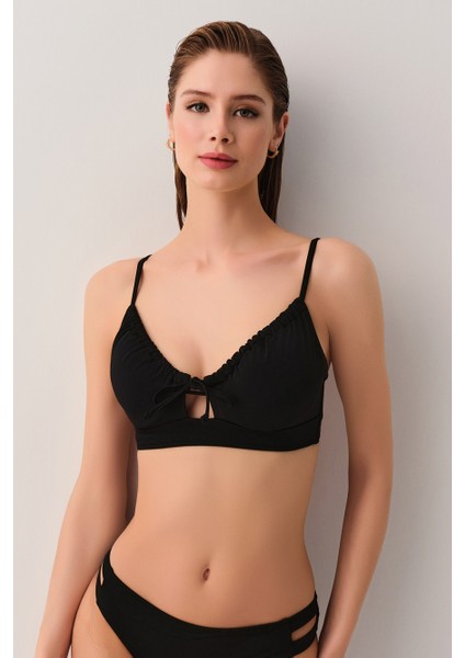 Balenli Körüklü Bralet Bikini Üst