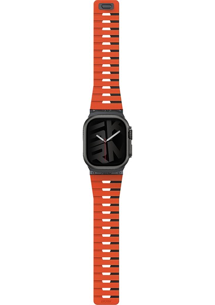 Watch Ultra 49MM Gemini Serisi Tpu Magnetik Silikon Kordon Turuncu-Siyah fiyatları