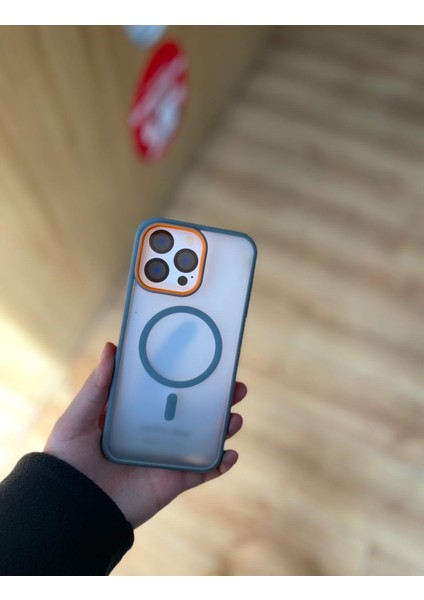 Apple Iphone 13 Pro Max Uyumlu Magsafe Destekli Buz Cam Tasarımlı Telefon Kılıfı
