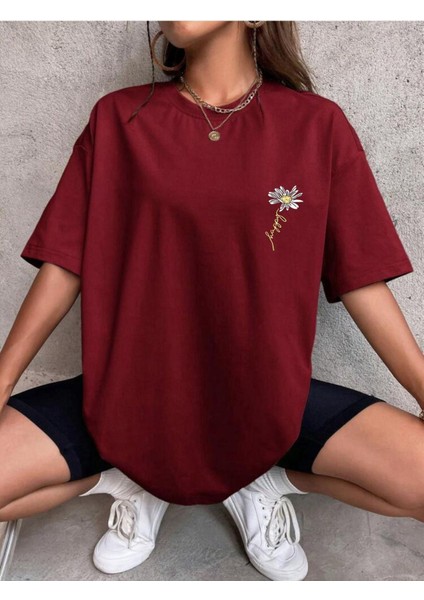 Tarzsokak Papatya Baskılı Yazlık Pamuklu Kumaş Oversize Kalıp