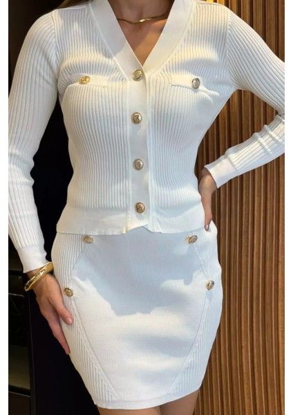 Fitilli Hırka Etek Triko Ikili Takım modelleri