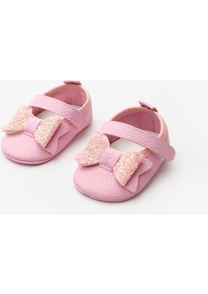 Pembe Pullu Cırtlı Deri Kız Bebek Makosen