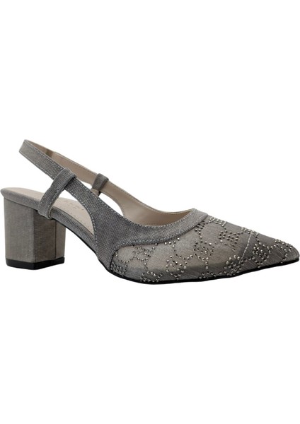 Ingeborg | Abiye Kalın Topuklu Sivri Burun Ayakkabı - Ingeborg - Platin - 36 fırsatları