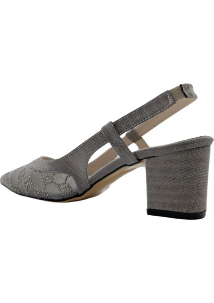 Ingeborg | Abiye Kalın Topuklu Sivri Burun Ayakkabı - Ingeborg - Platin - 36 indirimleri