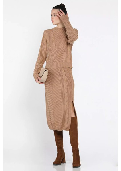 Kadın Örme Triko Bluz Etek Ikili Takım fiyatları