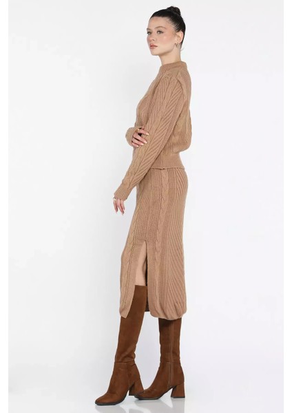 Kadın Örme Triko Bluz Etek Ikili Takım modelleri