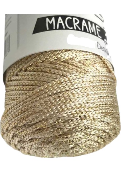 Makrome İpi 3mm Polyester Krem Simli