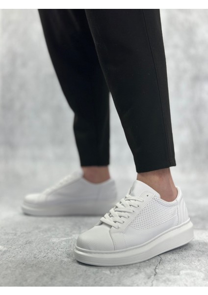 BA0423 Boa Kalın Tırtık Yüksek Taban Beyaz Bağcıklı Spor Erkek Ayakkabı