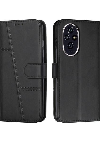 Honor 200 5g Deri Standlı Koruyucu Telefon Kılıfı (Yurt Dışından)