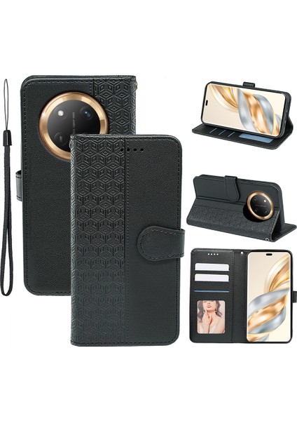 Honor Magic 7 Lite Çizilmez Eşkenar Dörtgen Deri Telefon Kapağı (Yurt Dışından)