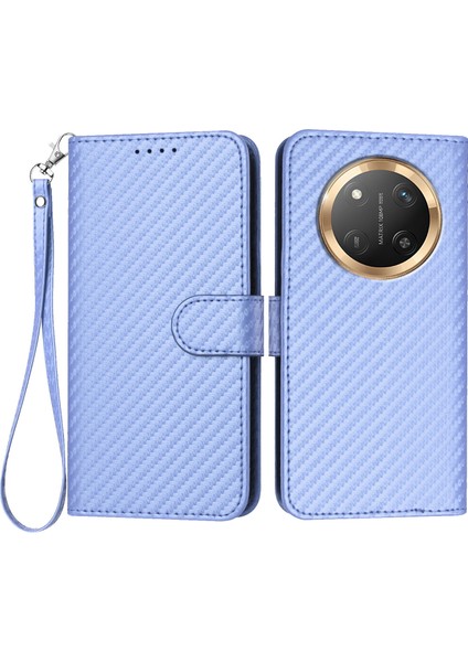 Honor Magic 7 Lite Cüzdan Karbon Fiber Doku Deri Kapak Kayış (Yurt Dışından)