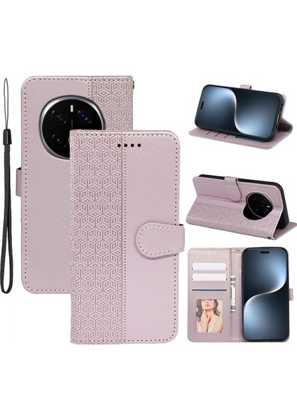 Honor Magic7 Pro 5g Çizilmez Eşkenar Dörtgen Deri Telefon Kapağı (Yurt Dışından)