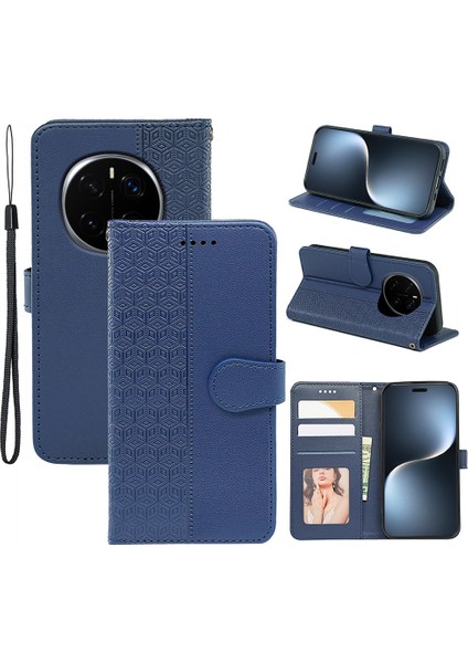 Honor Magic7 Pro 5g Çizilmez Eşkenar Dörtgen Deri Telefon Kapağı (Yurt Dışından)