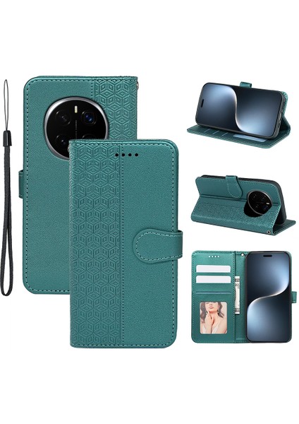 Honor Magic7 Pro 5g Çizilmez Eşkenar Dörtgen Deri Telefon Kapağı (Yurt Dışından)