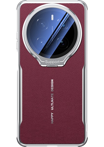 Honor Magic7 Pro 5g Lens Çerçevesi Kickstand Galvanik Tpu + Pu Telefon Arka Kapak (Yurt Dışından)