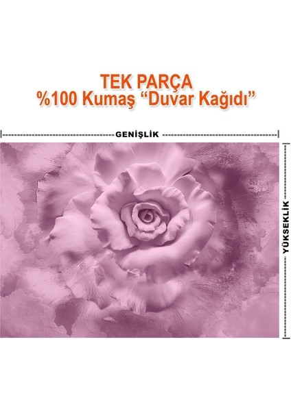 Duvar Kağıdı 3D Pembe Gül Desenli Isı ve Ses Yalıtımlı Sağlıklı Tekstil Duvar Kağıdı indirimleri