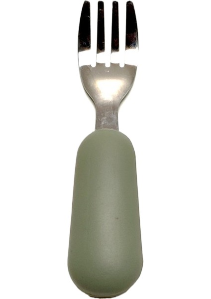 Çocuk Çatal ve Kaşık Seti Bebek Çatal ve Kaşığı Kısa Saplı Paslanmaz Çelik Silikon Çatal ve Kaşık Bebek Tamamlayıcı Gıda Çatal Kaşık (Yurt Dışından)