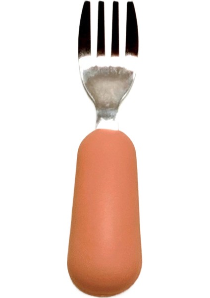 Çocuk Çatal ve Kaşık Seti Bebek Çatal ve Kaşığı Kısa Saplı Paslanmaz Çelik Silikon Çatal ve Kaşık Bebek Tamamlayıcı Gıda Çatal Kaşık (Yurt Dışından)