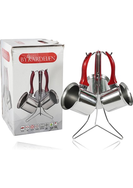 Bykardelen 3 Lü Cezve Takımı Kırmızı modelleri