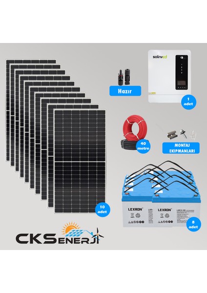 Cks Enerjı 6.2 Kw Hazır Solar Bağ Evi Paketi Kolay Kurulum - Maksimum Paket
