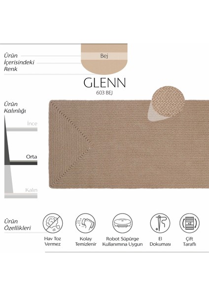 Glenn 603 Bej Yolluk Uzun Halı Antre Hol Koridor Halısı Hasır Dokulu Dekoratif Jüt Banyo Paspası fiyatları