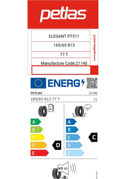 165/65 R13 Tl 77T Elegant PT311 Yaz Lastiği (Üretim TARIHI:2025) fiyatları