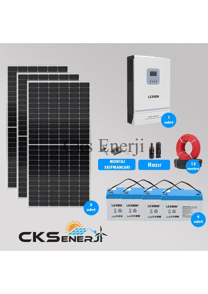 3kW Hazır Solar Bağ Evi Paketi Kolay Kurulum - Orta Paket