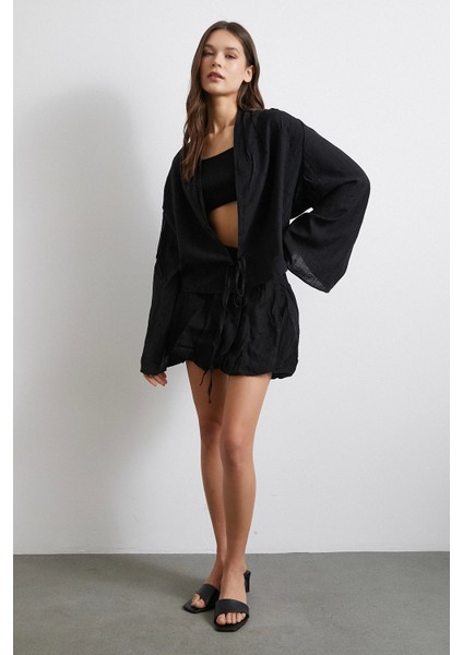 Astarlı Balon Etek Siyah