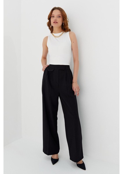 Cırt Cırtlı Palazzo Pantolon Sıyah fiyatları