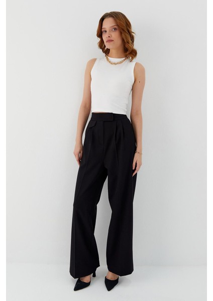 Cırt Cırtlı Palazzo Pantolon Sıyah modelleri