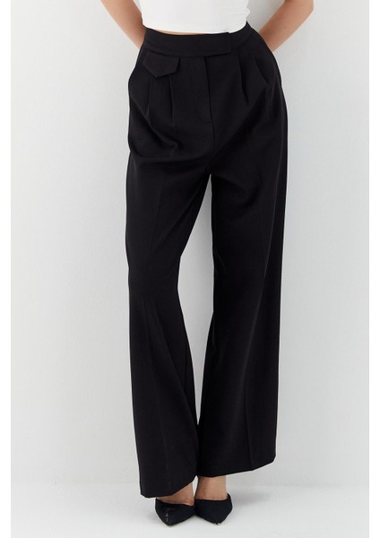 Cırt Cırtlı Palazzo Pantolon Sıyah fırsatları