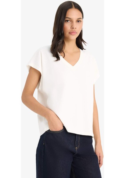 Regular Fit V Yaka Basic Düz Premium Kolsuz Tişört E5486AX25SP fırsatları