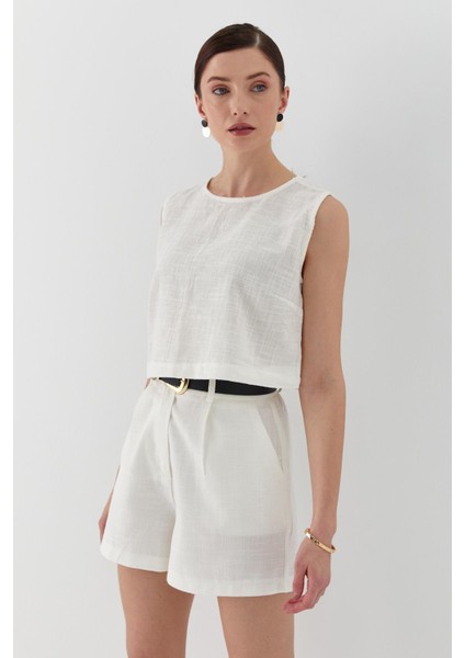 Keten Bluz Ekru