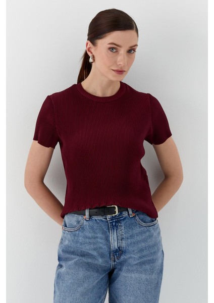 Piliseli Bluz Bordo