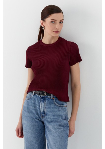 Piliseli Bluz Bordo